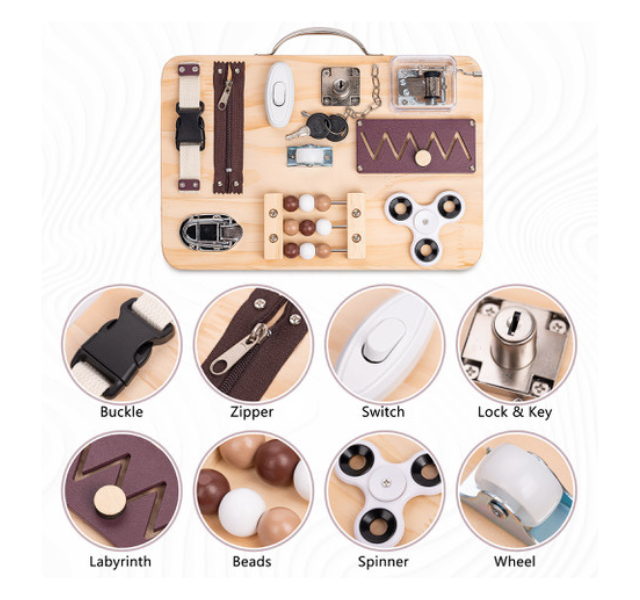 WOODEN FIDGET BUSY BOARD